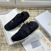 DIOR 26S LOW TOP SNEAKERS IN BLACK SATIN DIOR LOGO