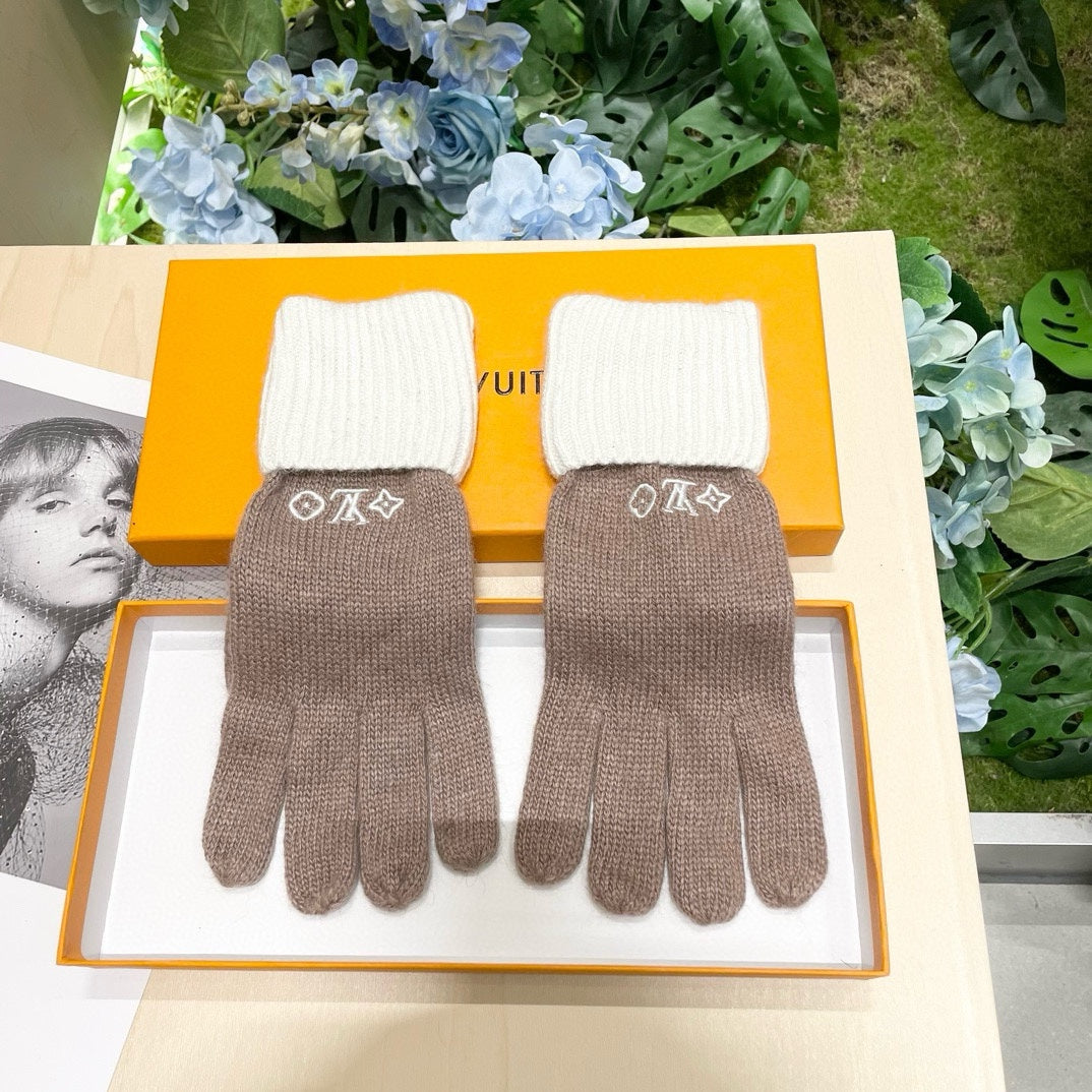 GLOVES IN LIGHT BROWN MIX WHITE WOOL 458549
