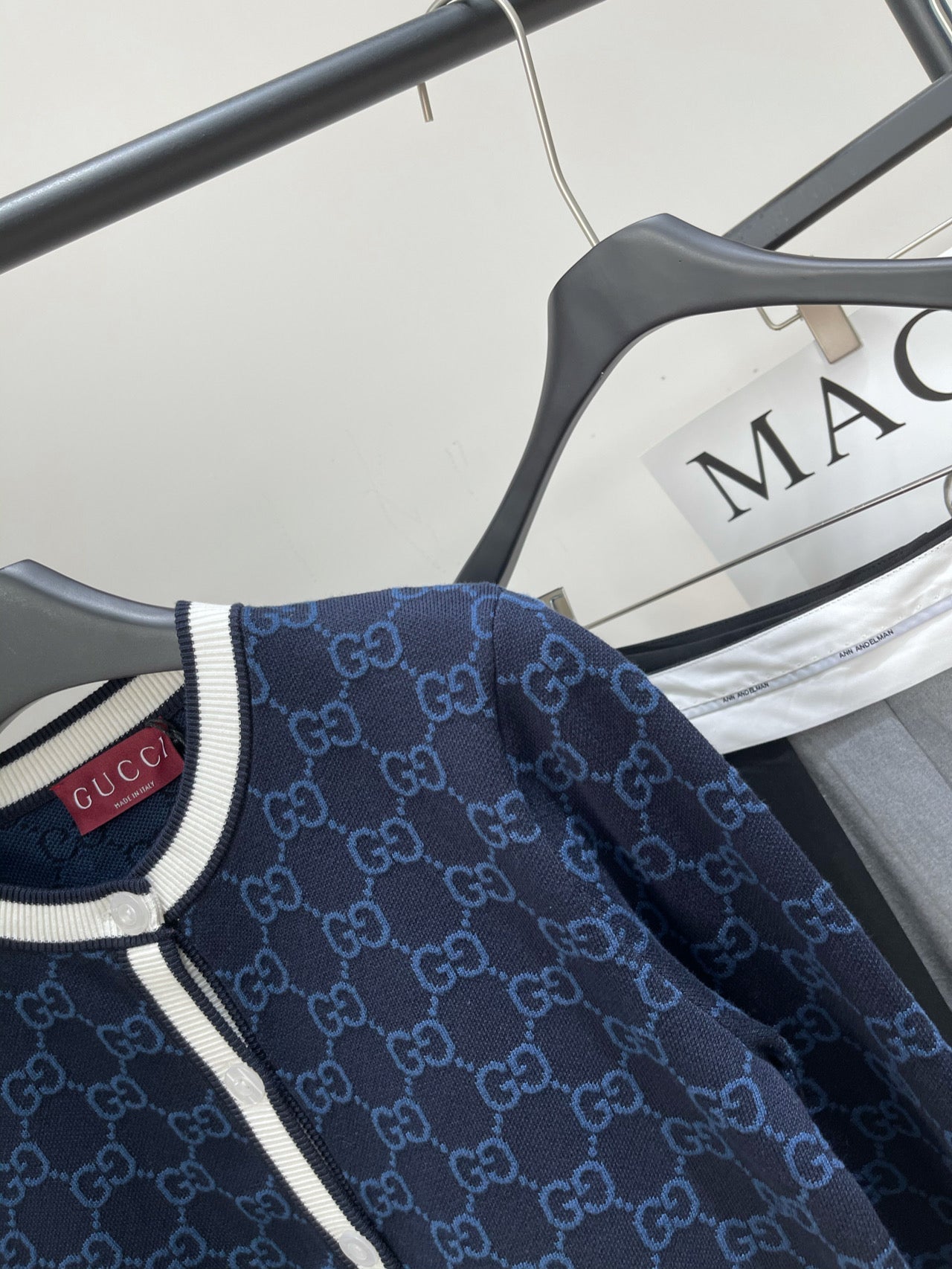 GUCCI CREW NECK CARDIGAN WITH WHITE TRIM 276013