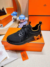 DEPART SLIP-ON SNEAKER IN BLACK KNIT AND CALFSKIN