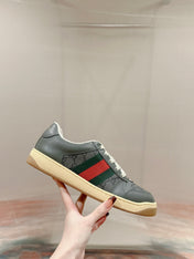 GUCCI 26S SCREENER SNEAKER IN DARK GREY CANVAS AND LEATHER