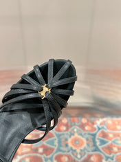 TRIOMPHE SANDAL 85 MM IN BLACK LAMBSKIN