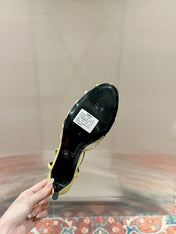 TRIOMPHE SANDAL 85 MM IN LIGHT YELLOW LAMBSKIN