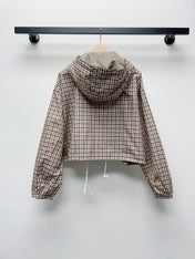 MIUMIU PLAID HOODED JACKET 228063