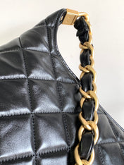 CHANEL 25S HOBO BAG 32 CM IN BLACK LAMBSKIN WITH GOLD HARDWARE
