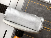 CHANEL 25S HOBO BAG 40 CM IN SILVER LAMBSKIN