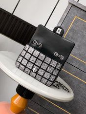 CHANEL 26S CLASSIC FLAP BAG 20 IN BLACK AND WHITE CRYSTAL