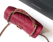 CHANEL 25S KELLY BAG 18 IN DARK RED CAVIAR LEATHER WITH GOLD HARDWARE