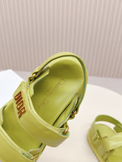 DIOR BACK-STRAP SANDALS 25S IN OLIVE YELLOW CALFSKIN WITH GOLD HARDWARE