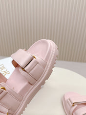 DIOR BACK-STRAP SANDALS 25S IN PASTEL PINK CALFSKIN WITH GOLD HARDWARE