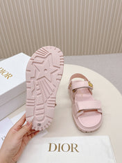DIOR BACK-STRAP SANDALS 25S IN PASTEL PINK CALFSKIN WITH GOLD HARDWARE
