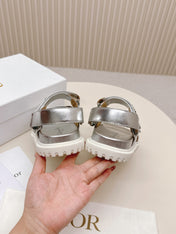 DIOR BACK-STRAP SANDALS 25S IN SILVER CALFSKIN WITH SILVER HARDWARE