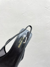 OXALIS SLINGBACK PUMPS 30 IN MESH BLACK LEATHER