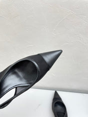 OXALIS SLINGBACK PUMPS 30 IN MESH BLACK LEATHER