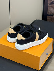 LV TIME OUT SNEAKER IN BLACK MIX MACAROON GOLD CANVAS