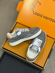 STADIUM SNEAKER IN DOVE GRAY EMBOSSED MONOGRAM SUEDE