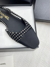CC SLINGBACK 25S 25 MM IN BLACK TWEED AND FABRIC
