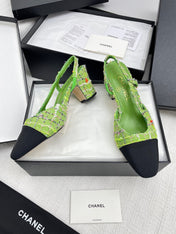 CC SLINGBACK 25S 65 MM IN GREEN FABRIC MIX TWEED