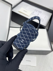 CC SLINGBACK 25S 65 MM IN NAVY BLUE DENIM WITH PLAID PATTERN