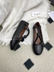 ALAIA 26S BALLET TECKEL IN BLACK CALFSKIN