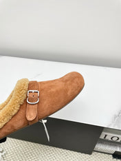 ALAIA 26S MULE IN BROWN SUEDE AND WOOL