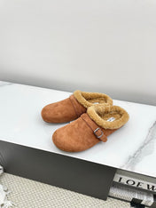 ALAIA 26S MULE IN BROWN SUEDE AND WOOL