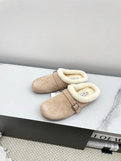 ALAIA 26S MULE IN BEIGE SUEDE AND WOOL