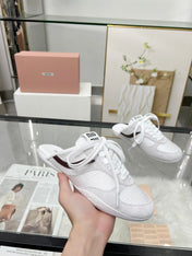 GYMNASIUM SNEAKERS MULES LIGHT GREY SUEDE AND WHITE TECHNICAL FABRIC