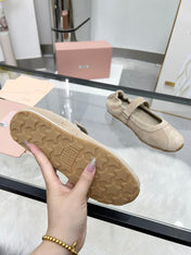 RUCHES NAPPA BALLERINAS IN BEIGE SUEDE