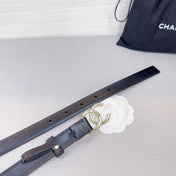 CC BELT 20 MM IN BLACK SMOOTH CALFSKIN GOLD HARDWARE ATTACH RHINSTONE