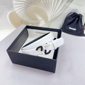 CC BELT 30 MM BLACK MIX WHITE CALFSKIN WITH METAL LOGO