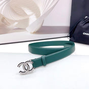 CC 30MM BELT IN GREEN FOREST CALFSKIN METAL HARDWARE