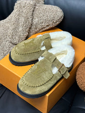 COLORADO COMFORT MARY JANE IN SAND BEIGE SUEDE AND SHEARLING LINING