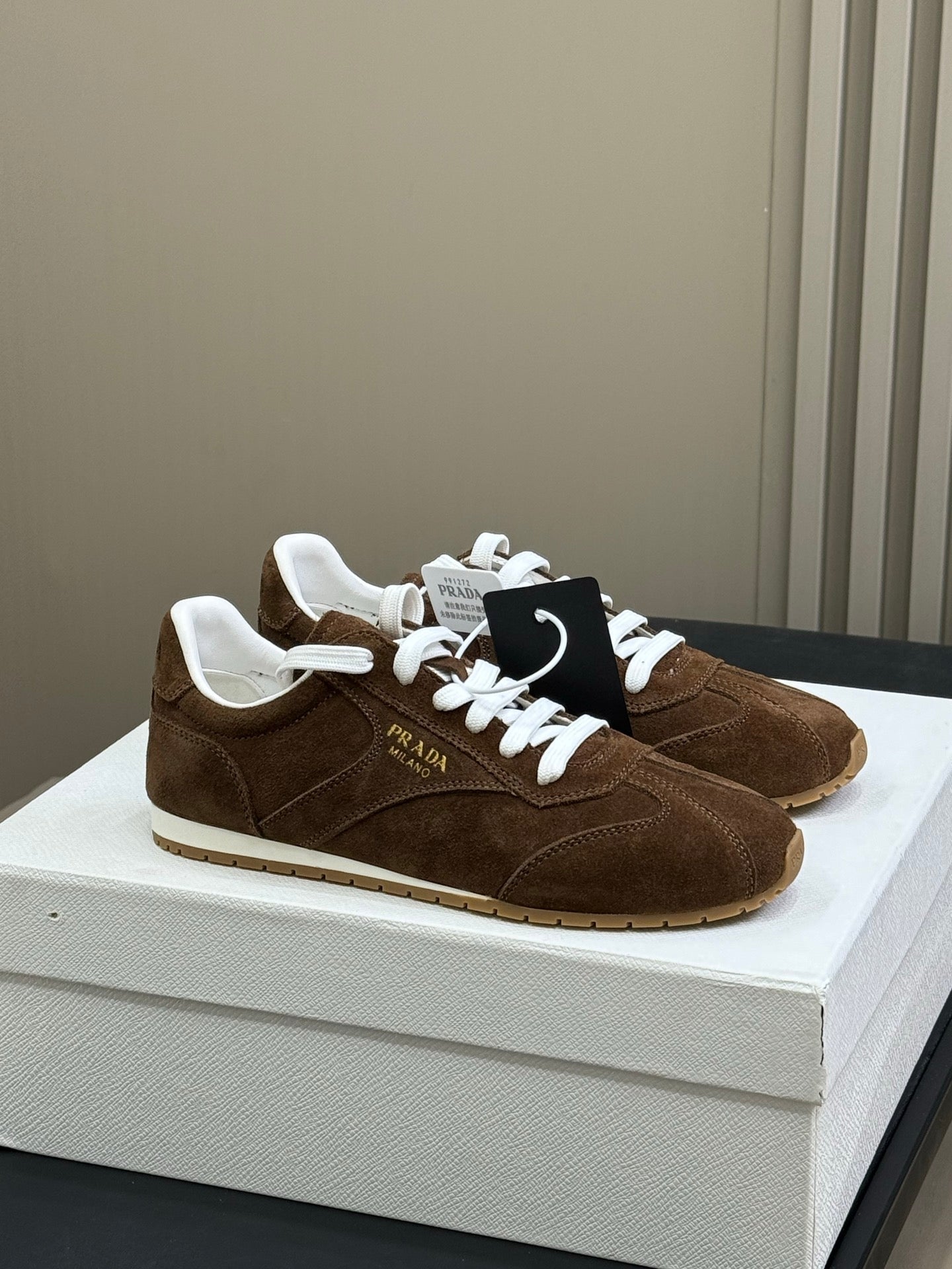 PRADA 25S SNEAKER IN BROWN SUEDE STYLE 9