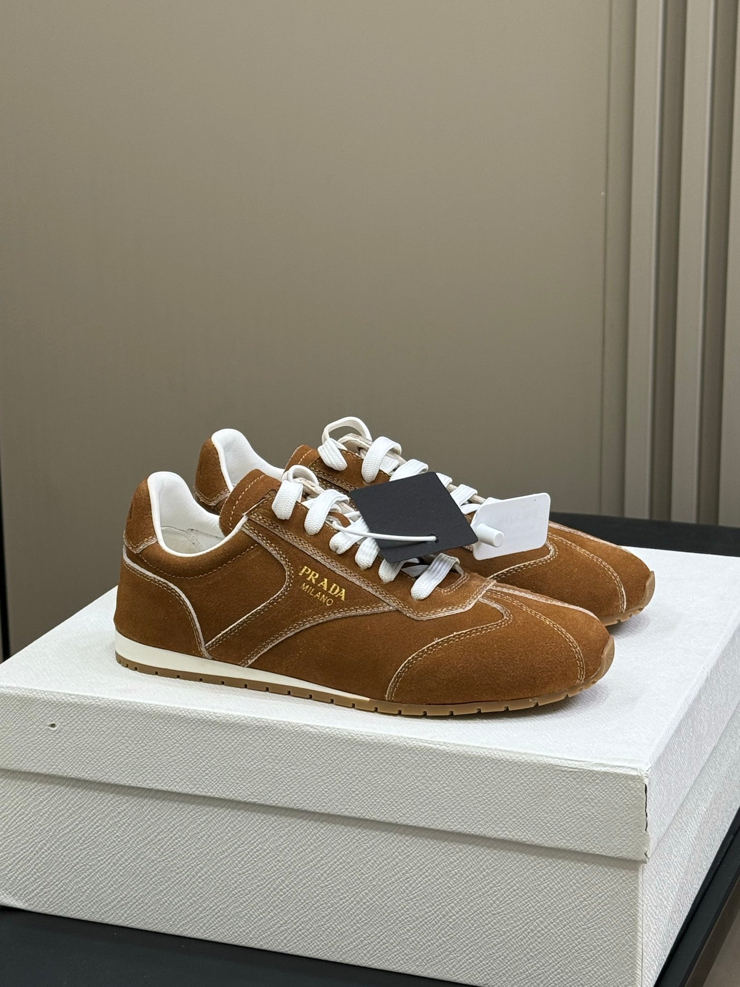 PRADA 25S SNEAKER IN BROWN SUEDE STYLE 8