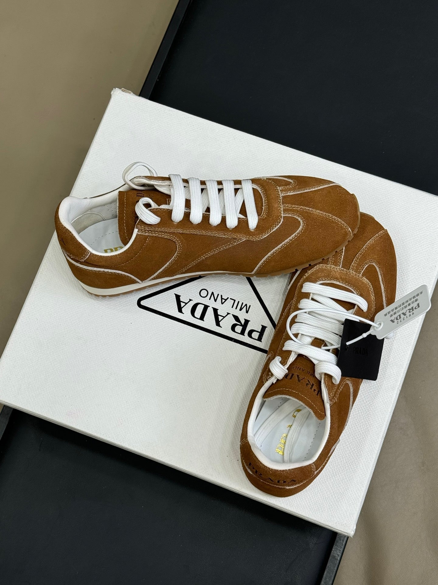 PRADA 25S SNEAKER IN BROWN SUEDE STYLE 8