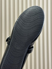 ALAIA 25S MARY JANE SHEARLING FLATS IN BLACK GLOSSY CALFSKIN