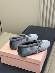 ALAIA 25S BALLET FLATS IN GREY VELVET