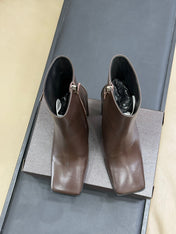 ALAIA 25S ANKLE HIGH-HEELED BOOTS IN DARK BROWN CALFSKIN