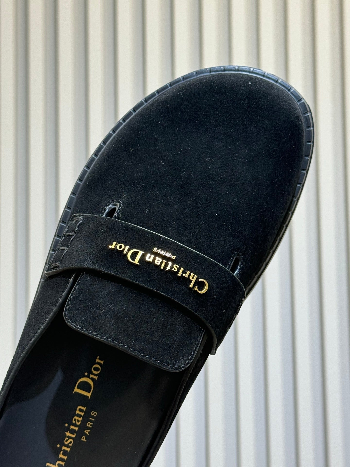 DIOR 26S BOY MULE IN BLACK SUEDE GOLD HARDWARE