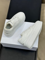 CELINE 26S WEDGE SNEAKERS IN WHITE CALFSKIN