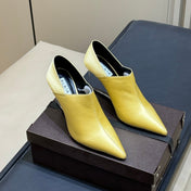 ALAIA 26S TRANSPARENT HIGH HEELS IN YELLOW SATIN