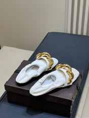 ALAIA 26S KNIT BALLET FLATS IN CREAM WHITE LAMBSKIN WITH GOLD HARDWARE