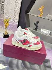 GUCCI 26S SNEAKER IN WHITE AND RED CALFSKIN