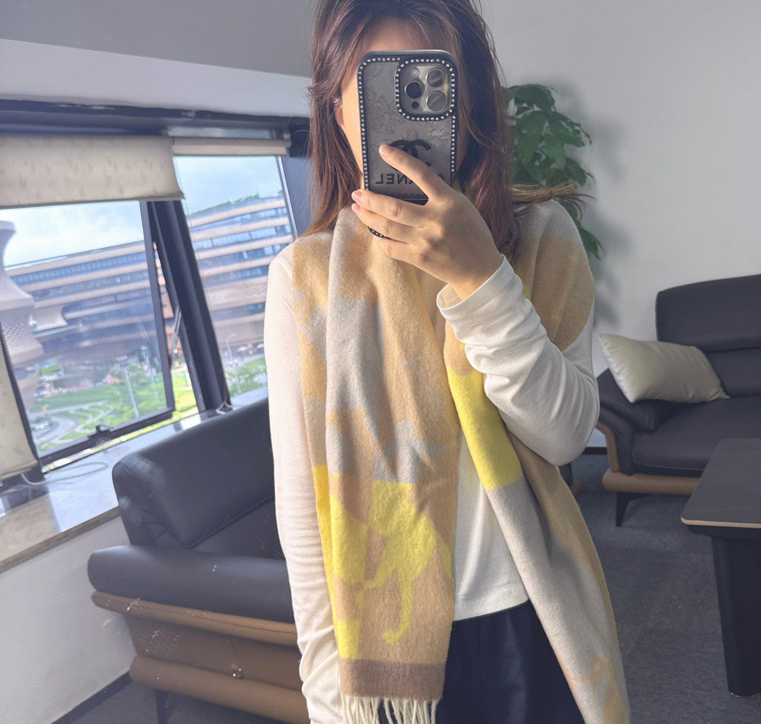HERMES 25S SCARF 170 IN CASHMERE 854664
