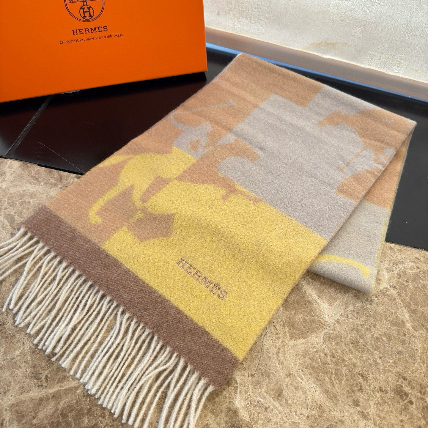 HERMES 25S SCARF 170 IN CASHMERE 854664