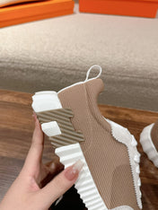 MAINLAND SNEAKER IN PALE GRAY SUEDE AND LIGHT BROWN BREATHABLE MESH FABRIC