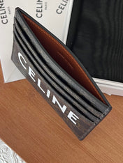 CELINE 25S CARD HOLDER WITH TRIOMPHE LOGO PRINT 11 IN BLACK TRIOPMHE CALFSKIN