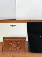 CELINE 25S CARD HOLDER CUIR TRIOMPHE 11 IN BROWN SHINY CALFSKIN