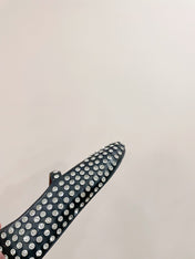 ALAIA MARY JANE SHOES IN BLACK LAMBKIN ATTACH RHINSTONES